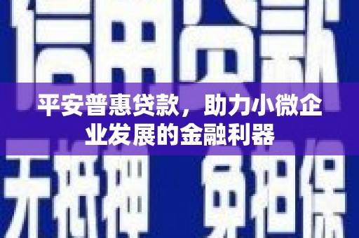遵化市平安普惠贷款，助力小微企业发展的金融利器
