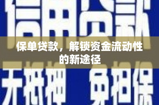 遵化市保单贷款，解锁资金流动性的新途径