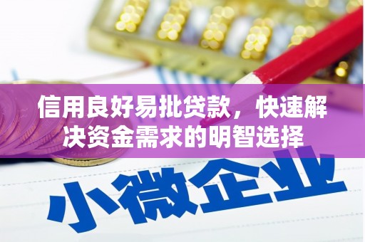 遵化市信用良好易批贷款，快速解决资金需求的明智选择