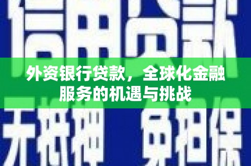 遵化市外资银行贷款，全球化金融服务的机遇与挑战
